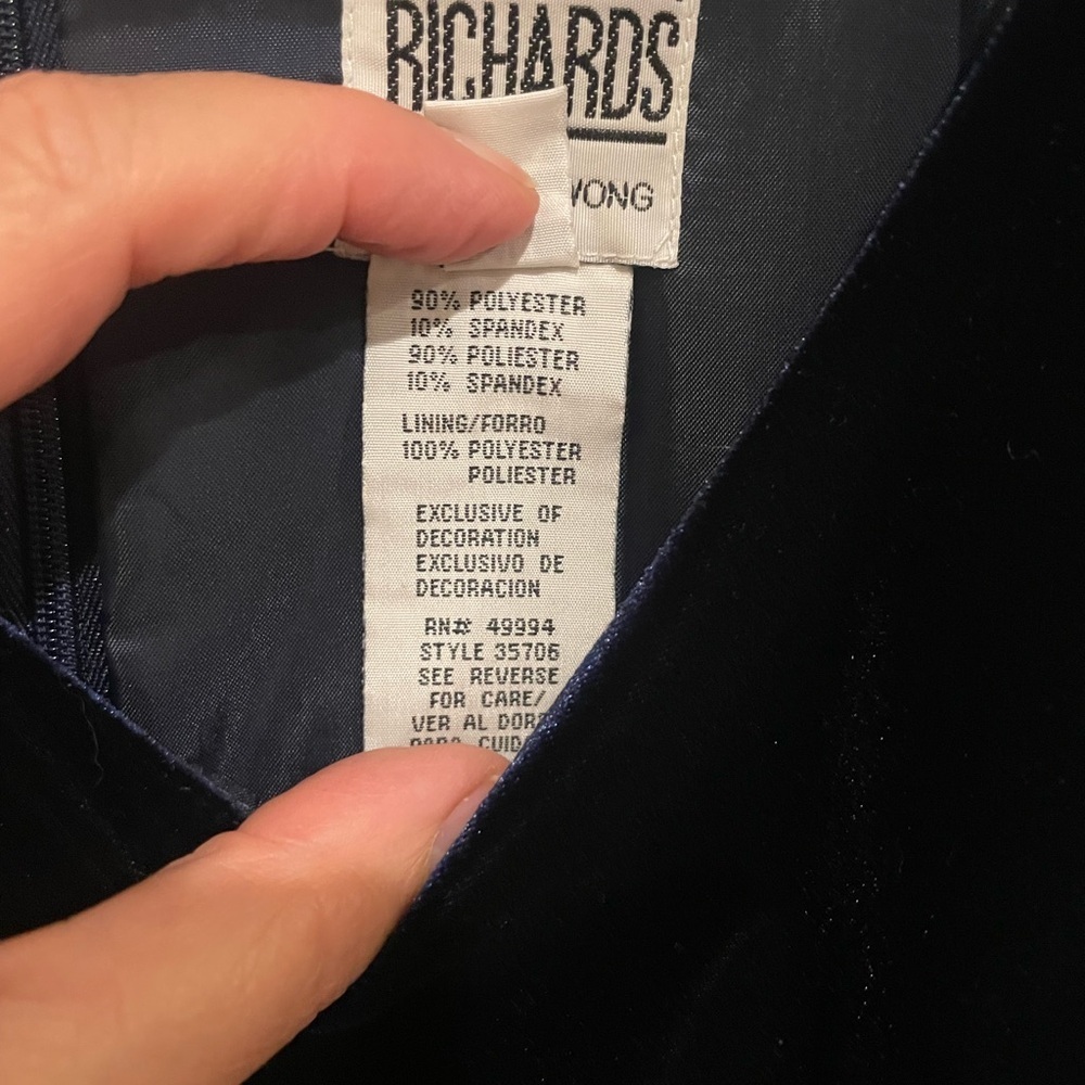 R&M Richards Navy Blue velvet dress with beading - Picture 5 of 8